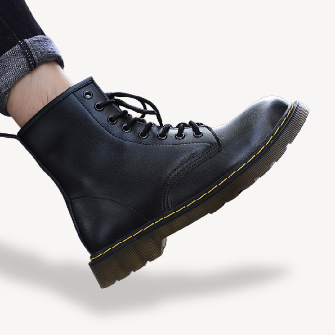 Unisex's Leather Combat Boots - Durable Lace-Up Ankle Shoes