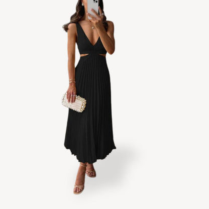 Women's Pleated Cutout Midi Dress