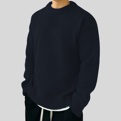 Men’s Oversized Heavy Rib Knit Crew Neck Sweater