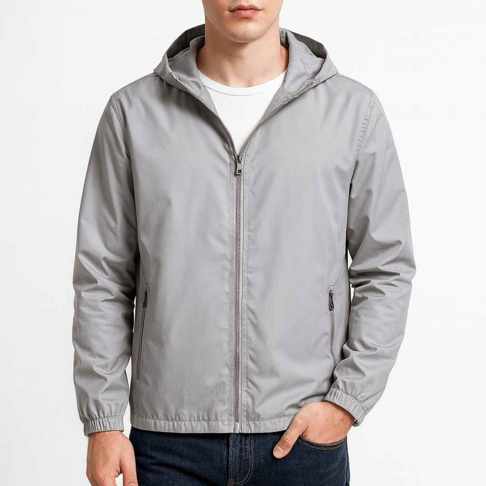 Men’s Lightweight Full Zip Hooded Windbreaker