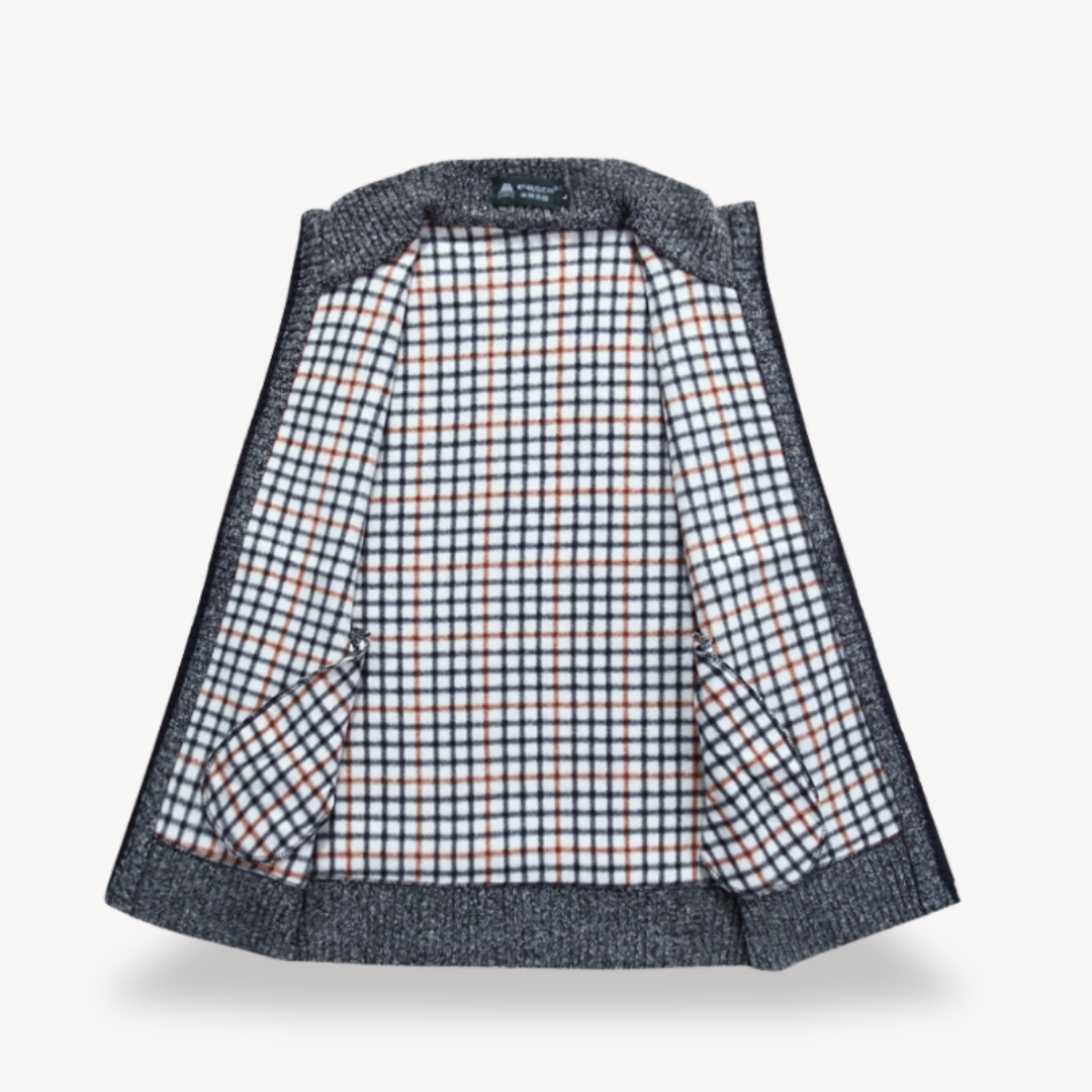 Men's Knit Vest with Checkered Lining