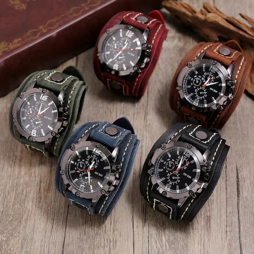 Men’s Cavalier Leather Watch | Vintage Style – Handcrafted Cowhide Strap