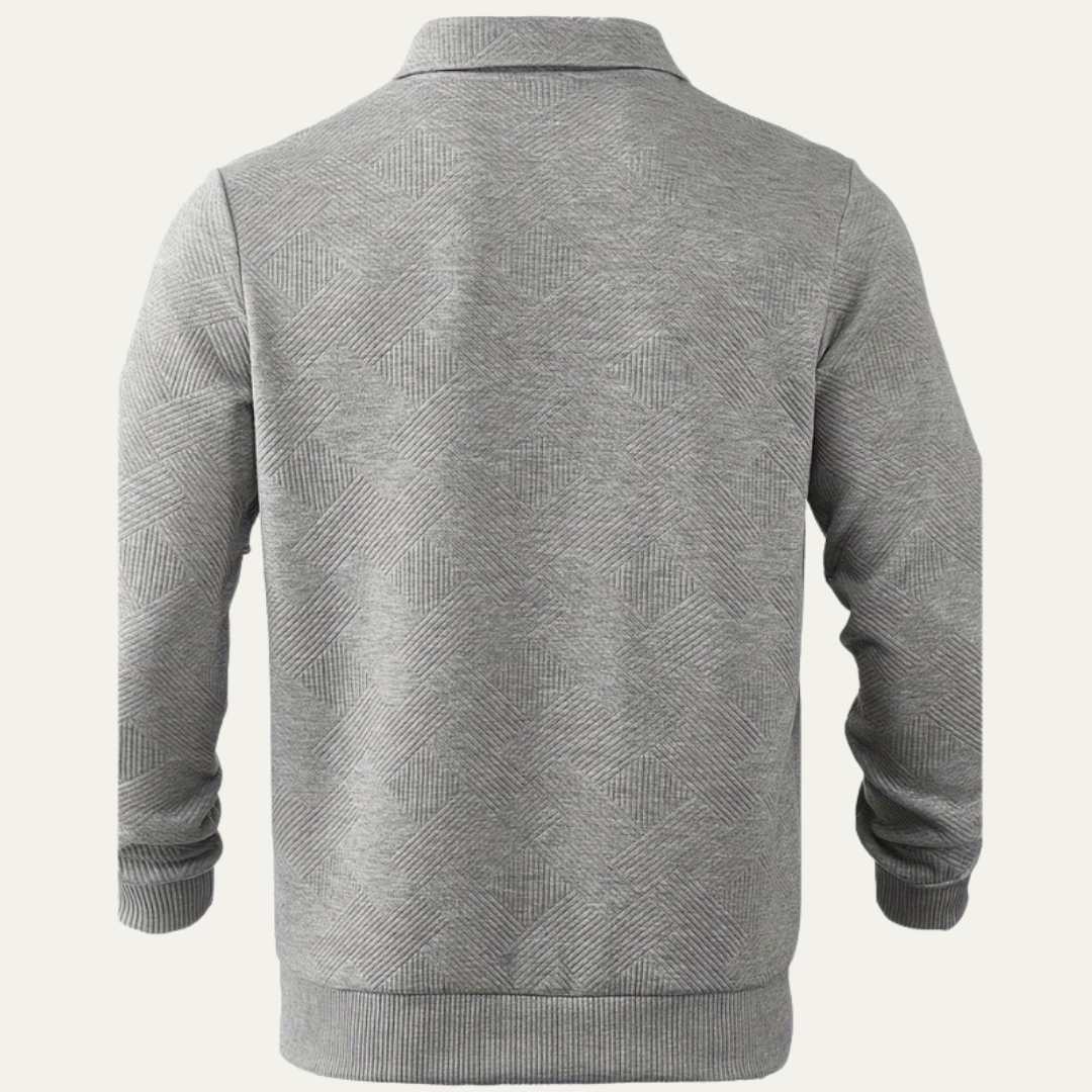 Men’s Textured Quarter Zipper Polo Sweater