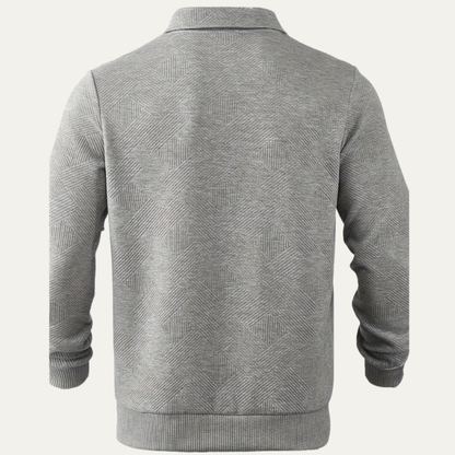 Men’s Textured Quarter Zipper Polo Sweater