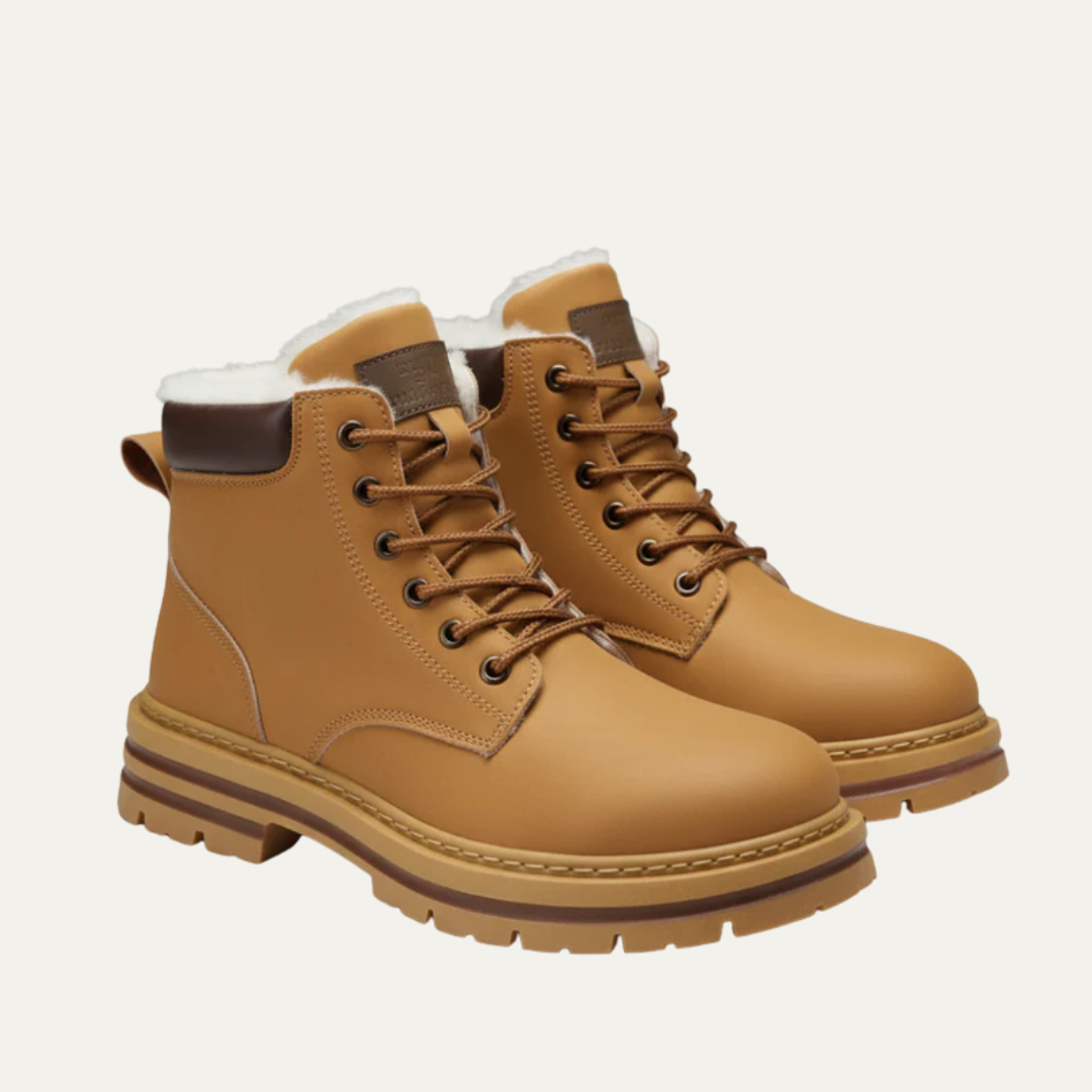 Men’s Rugged Faux Fur Lined Lace Up Hiking Boots
