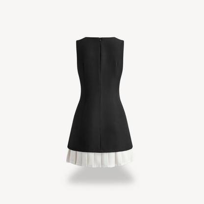 Sleeveless Color Block Pleated Mini Dress Women