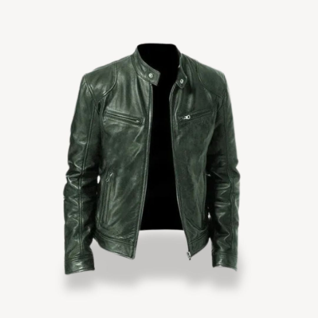 Men's Leather Zip-up Biker Jacket