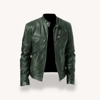Men's Leather Zip-up Biker Jacket