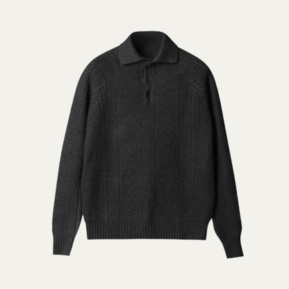 Men’s Chevron Knit Quarter Zip Polo Sweater