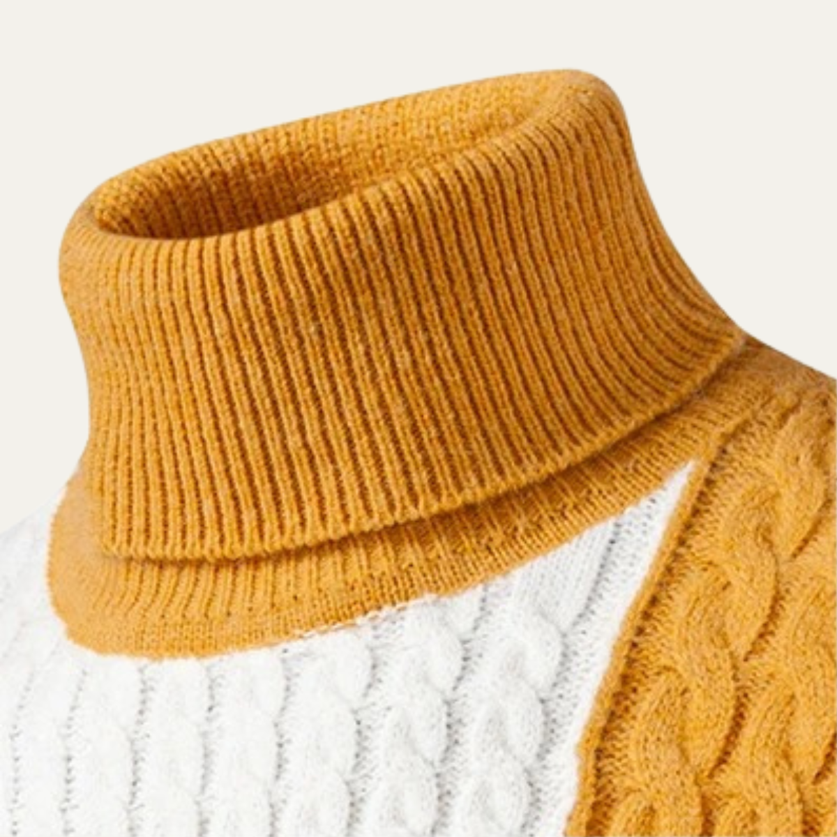 The Bevagna  Men’s Patchwork Knit Colour Block Turtleneck Jumper