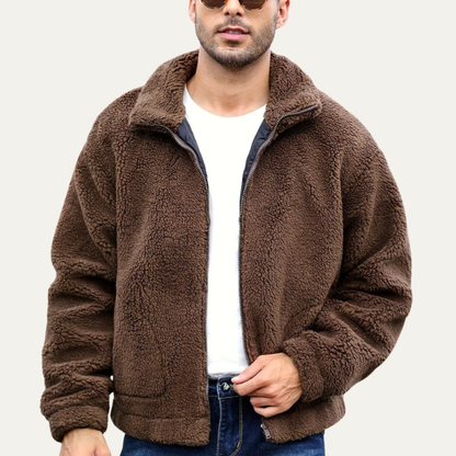 Men’s Casual Fleece Sheepskin Look Jacket