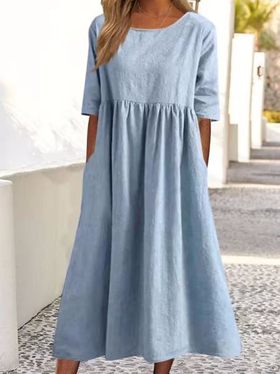 Casual Warm Weather Short Sleeve Midi Dress