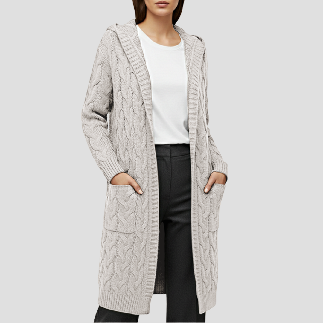 Cozy Cable Knit Open Front Cardigan