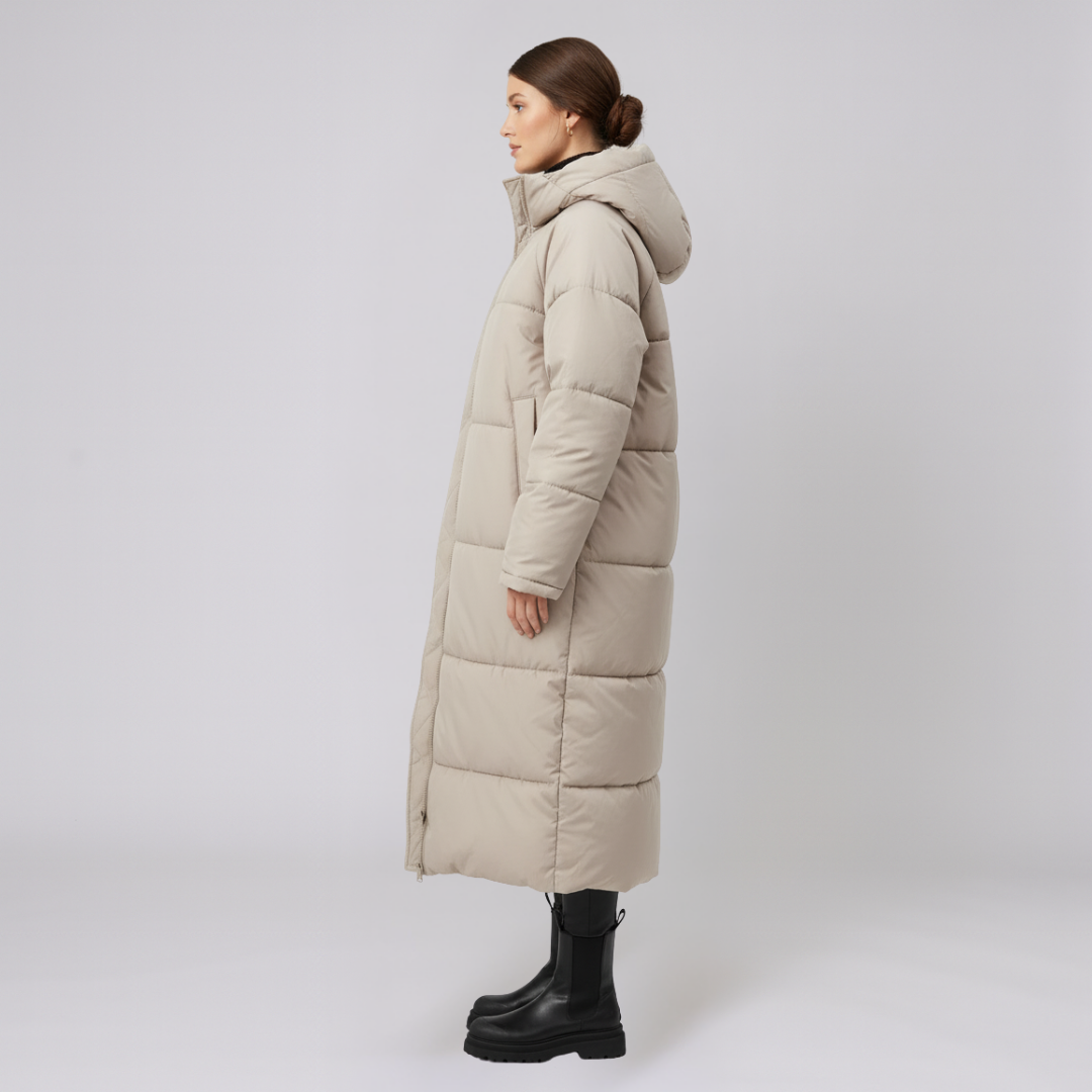 Yvonne | Puffer Coat - Quilted Full-Length Oversized Hooded Outerwear for Women