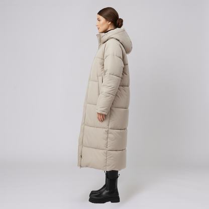 Yvonne | Puffer Coat - Quilted Full-Length Oversized Hooded Outerwear for Women