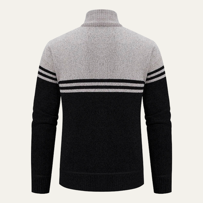 The Genova Men's Striped Thick Fleece Lined Knit Cardigan