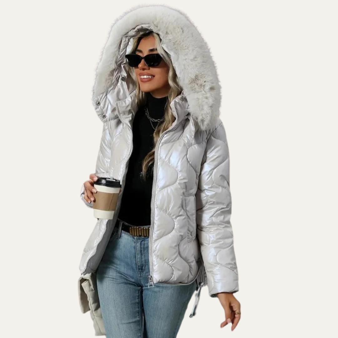 Women’s Metallic Quilted Puffer Jacket
