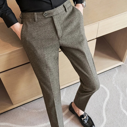 The Piacenza Men’s Slim Fit Smart Wool Blend Formal Trousers