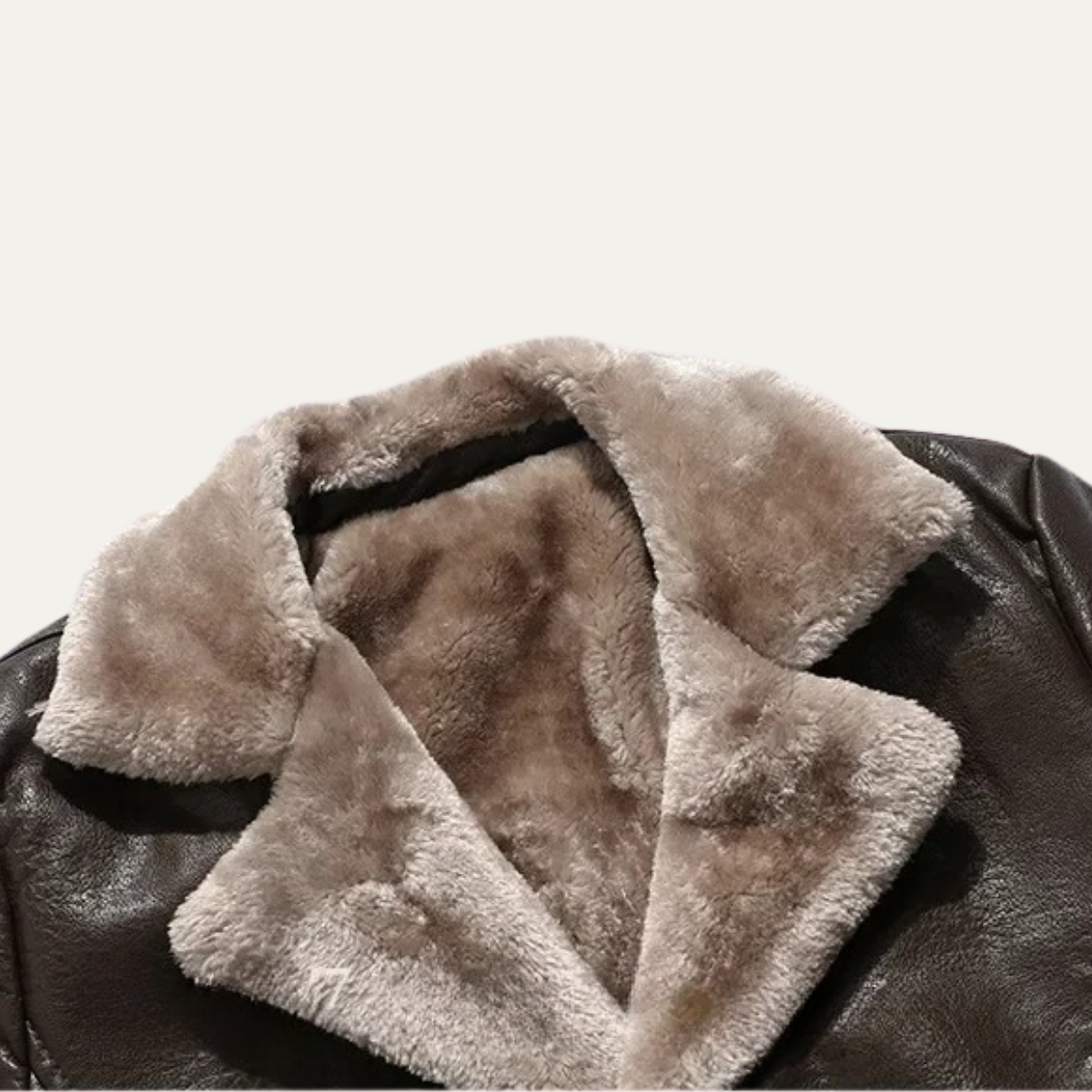 Men’s Faux Leather Coat with Shearling Lining