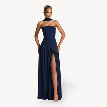 Women's Strapless Slit Maxi Dress