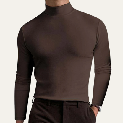 Men’s Smooth Mock Turtleneck Long Sleeve Shirt