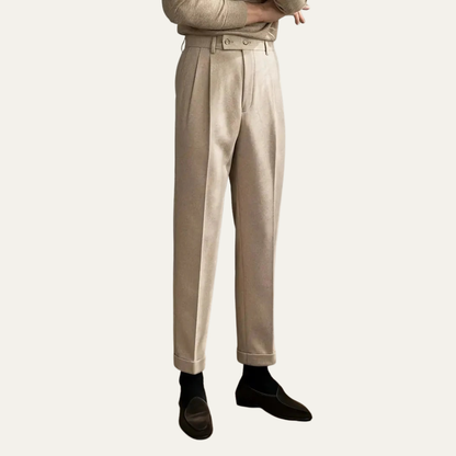 Men’s High-Waist Pleated Dress Trousers