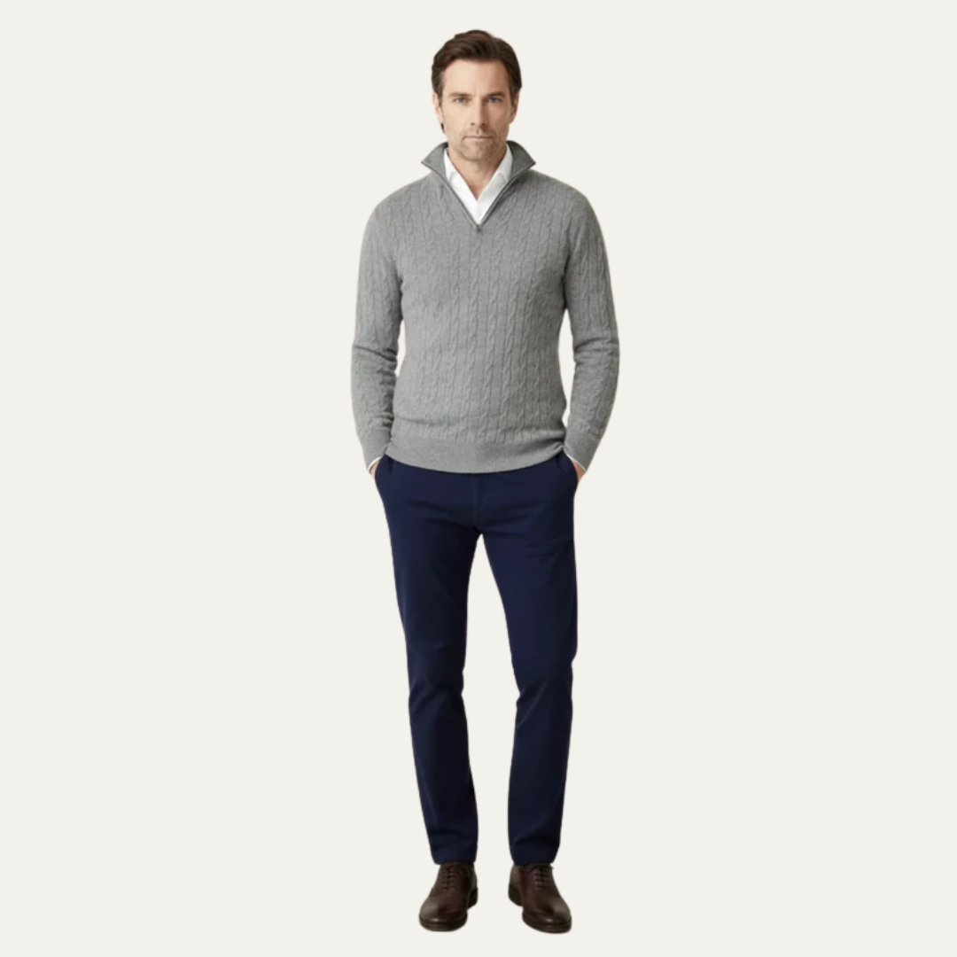 Men’s Cable Knit Fit Quarter Zip Sweater