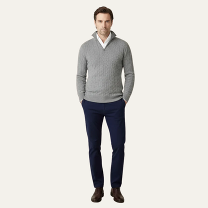Men’s Cable Knit Fit Quarter Zip Sweater