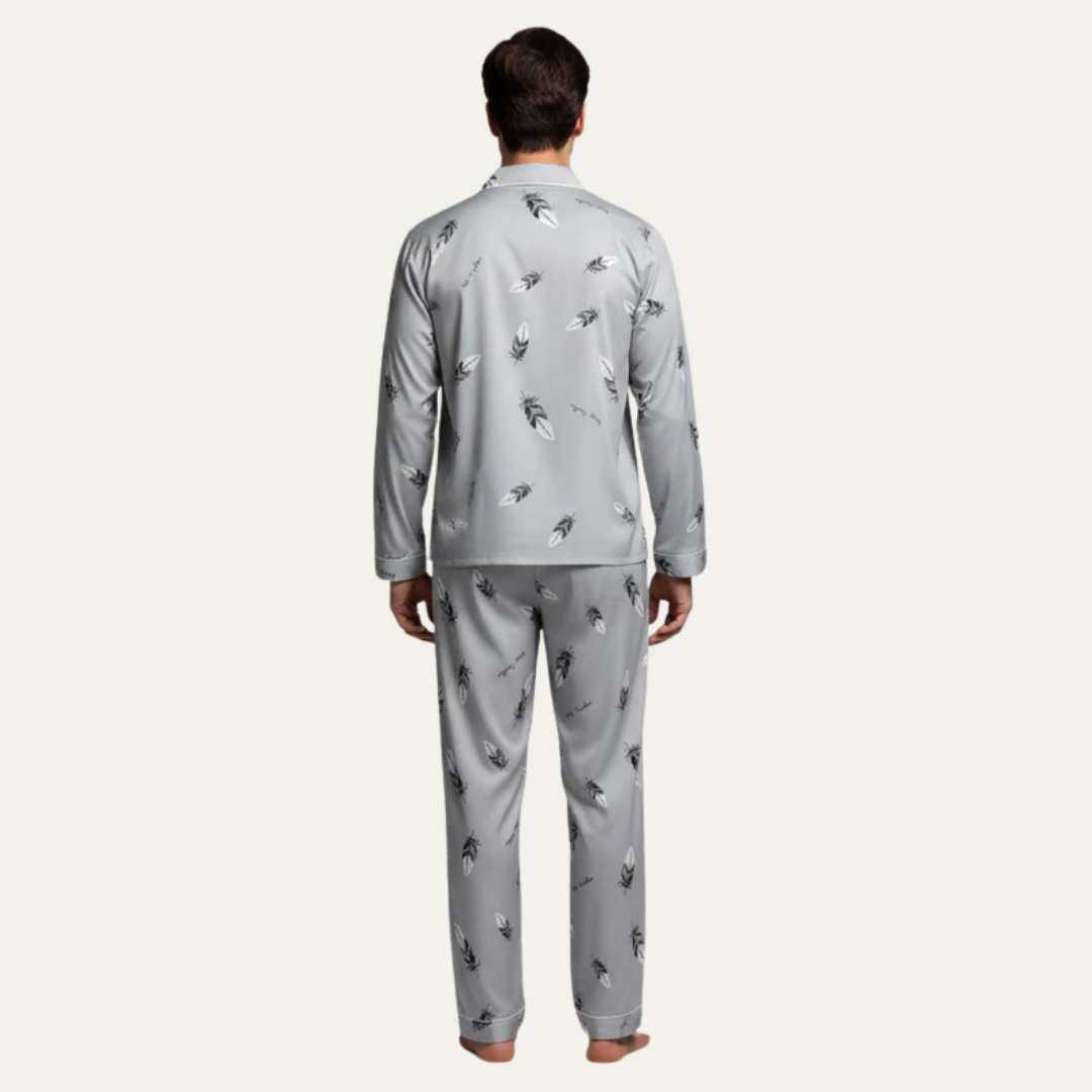 Men’s Window Pane Pattern Pajama Set