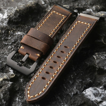 Leather Strap for Smartwatches - Classic Brown - BritishElegance