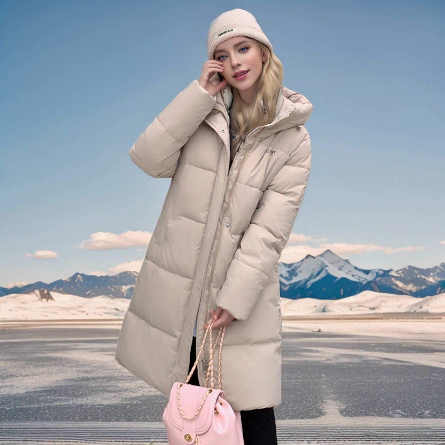 Warm Women's Black Parka Coat with Hood
