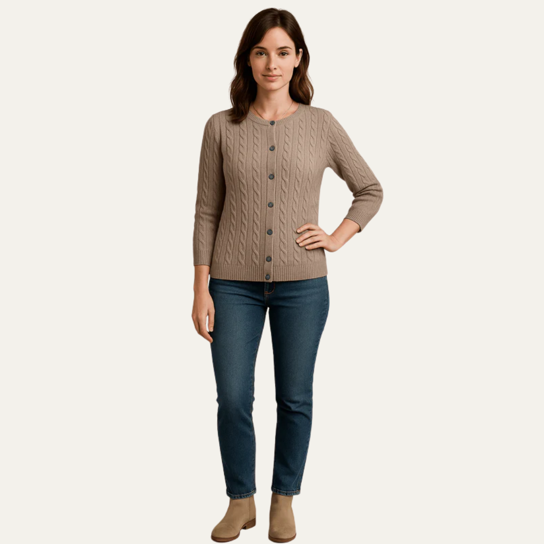 Women’s Cable Knit Button-Front Cardigan