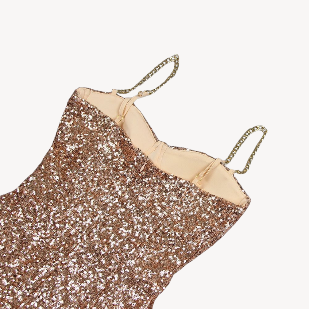 Women's Sequin Midi Dress – Gold Evening Gown