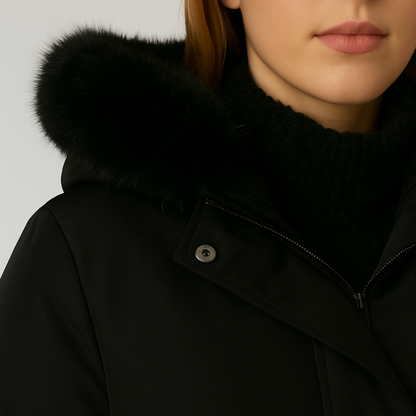 Neriva | ArcticGlam Coat - Fashionable Winter Wear Featuring a Cozy Fur Hood