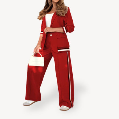 Two-Piece Striped Blazer Suit Women