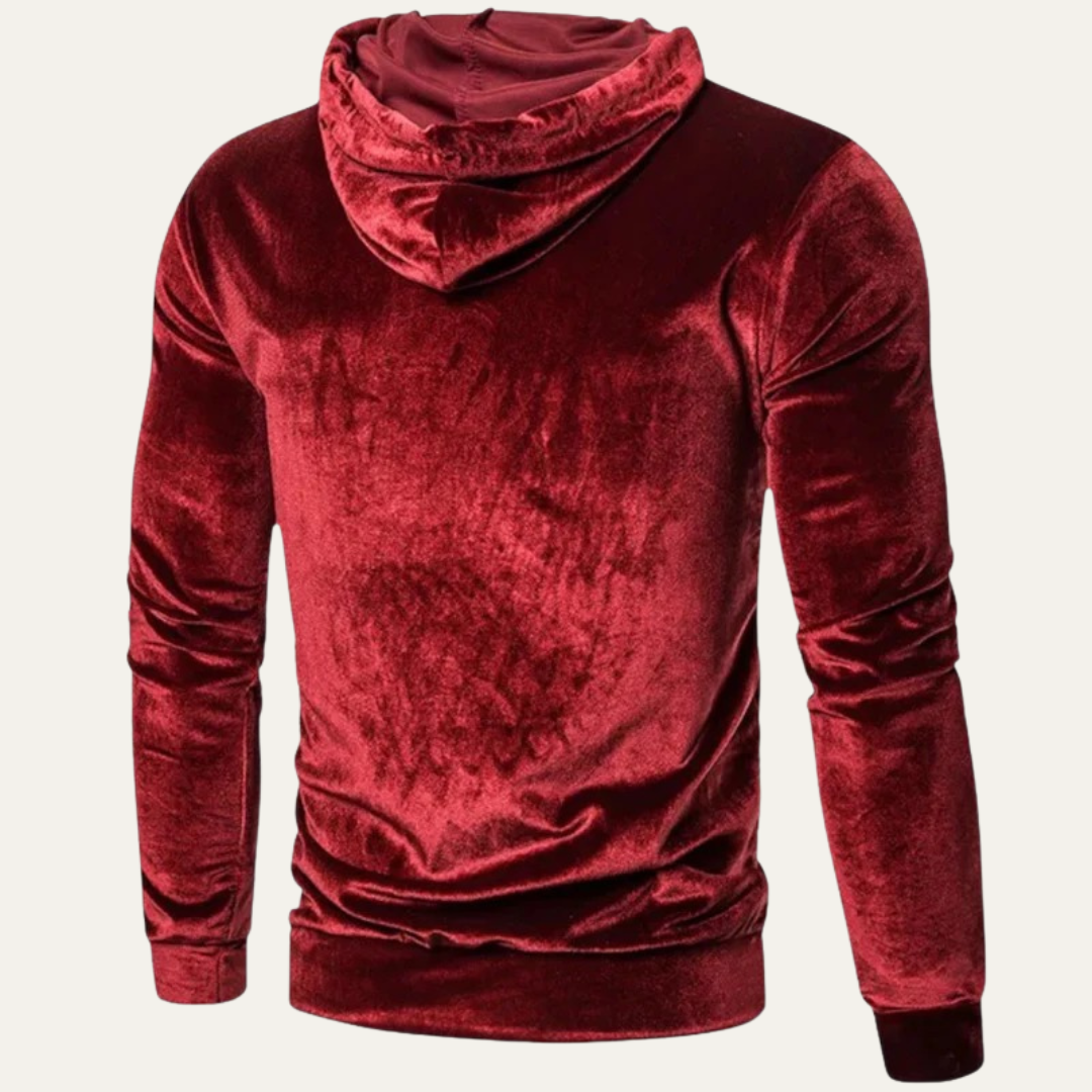 Men’s Velvet Pullover Hoodie with Kangaroo Pocket