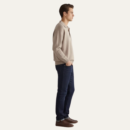 Men’s Fine Knit Long Sleeve Polo Sweater