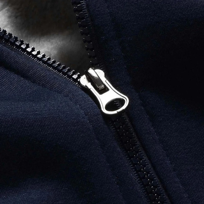 Men’s Color Block Hooded Fleece Jacket with Shearling Lining