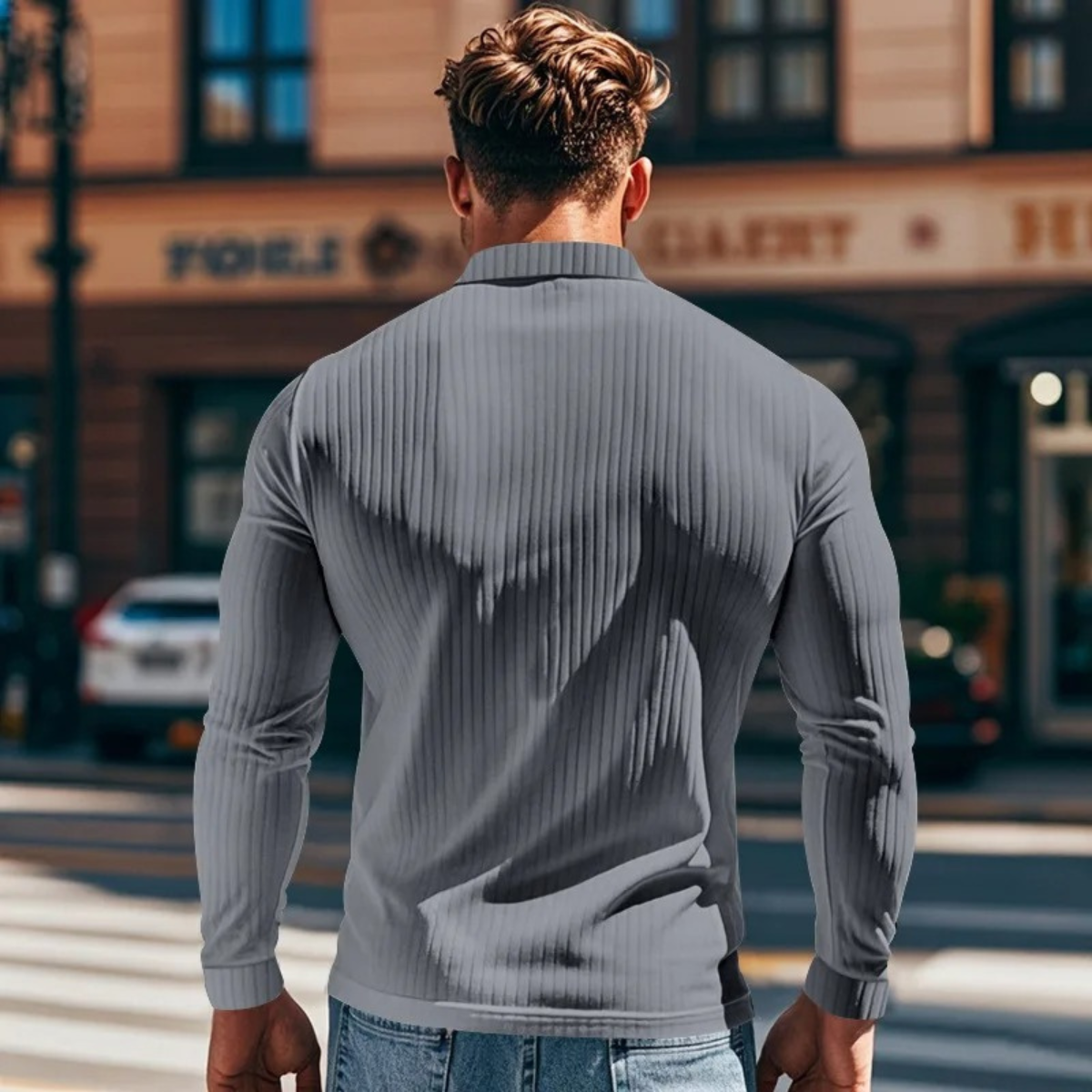 The Sorrento Men’s Ribbed Casual Button Neck Polo Shirt