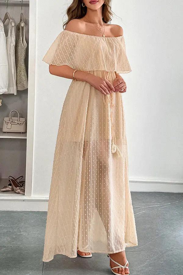 Fashion Bandeau Solid Color Maxi Dress