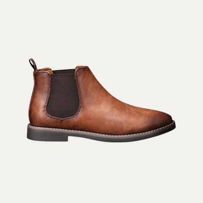 Men’s Burnished Leather Look Chelsea Boot
