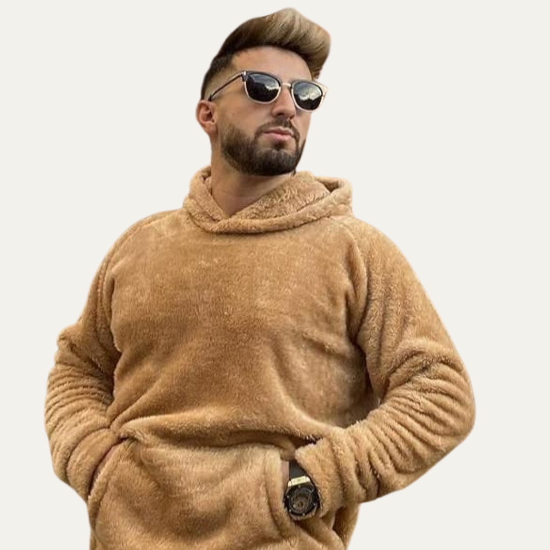 Men’s Sherpa Fleece Hoodie With Soft Pullover Design