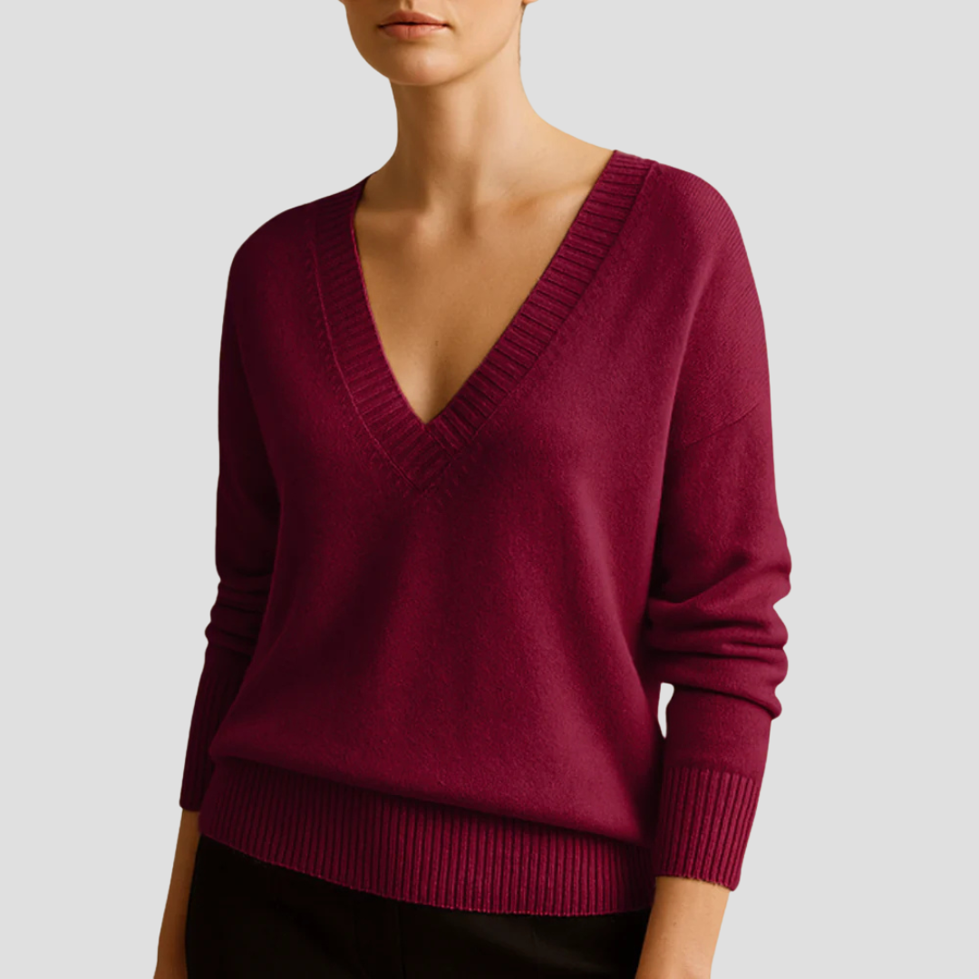 Women's Classic V Neck Sweater