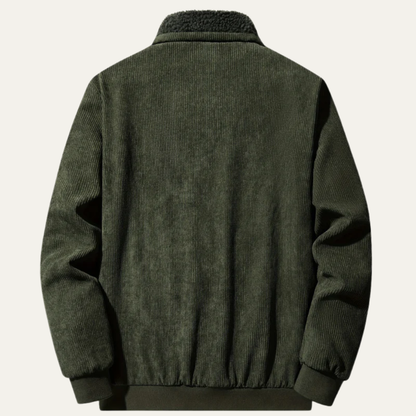 Men’s Corduroy Shearling Collar Zip Jacket
