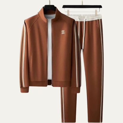 Men’s Stylish Leather-Trim Tracksuit Set