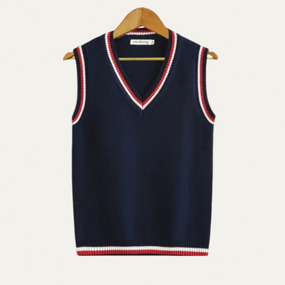 Men’s Textured V Neck Striped Sweater Vest