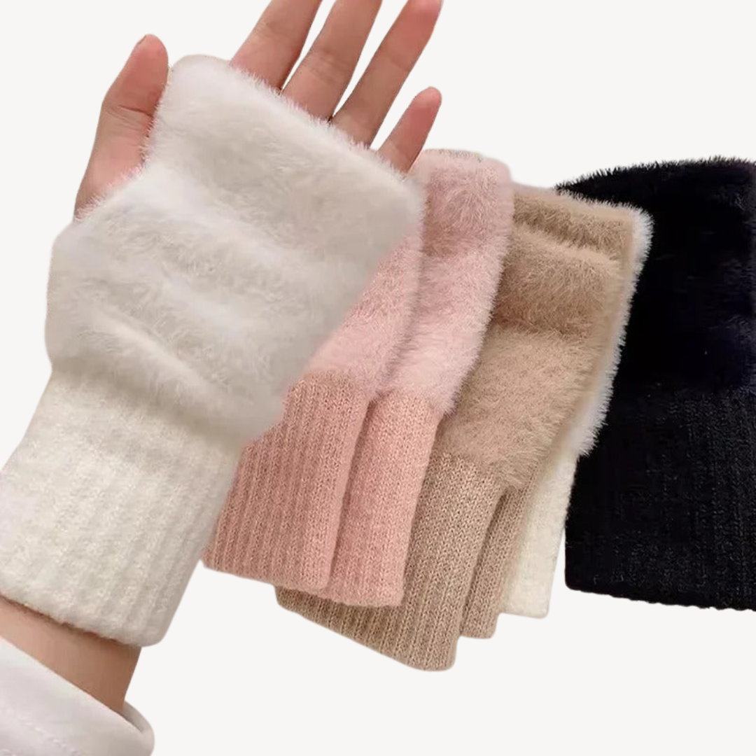 Women's Fuzzy Fingerless Gloves