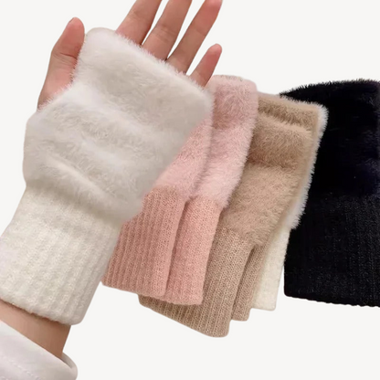 Women's Fuzzy Fingerless Gloves