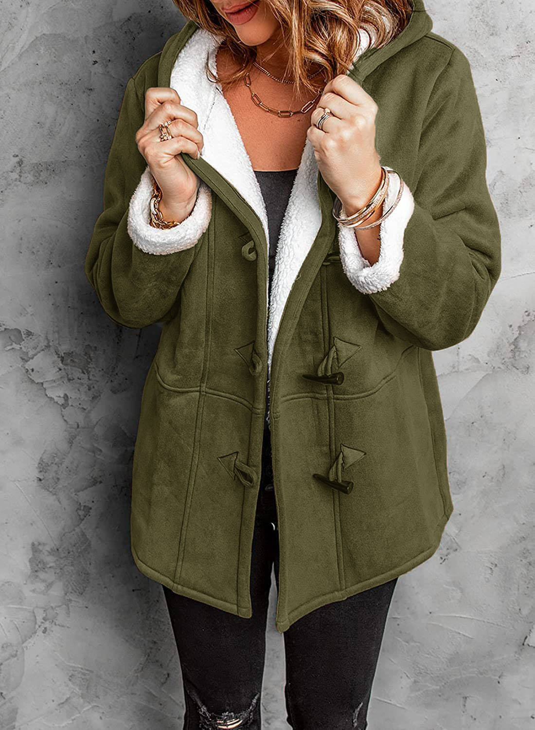 Warm Fleece Lined Grey Winter Coat