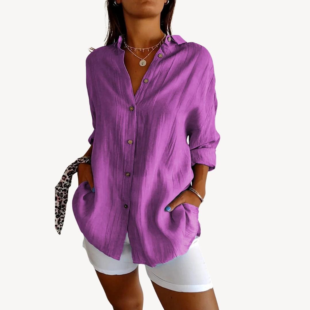 Button-Up Casual Blouse Women